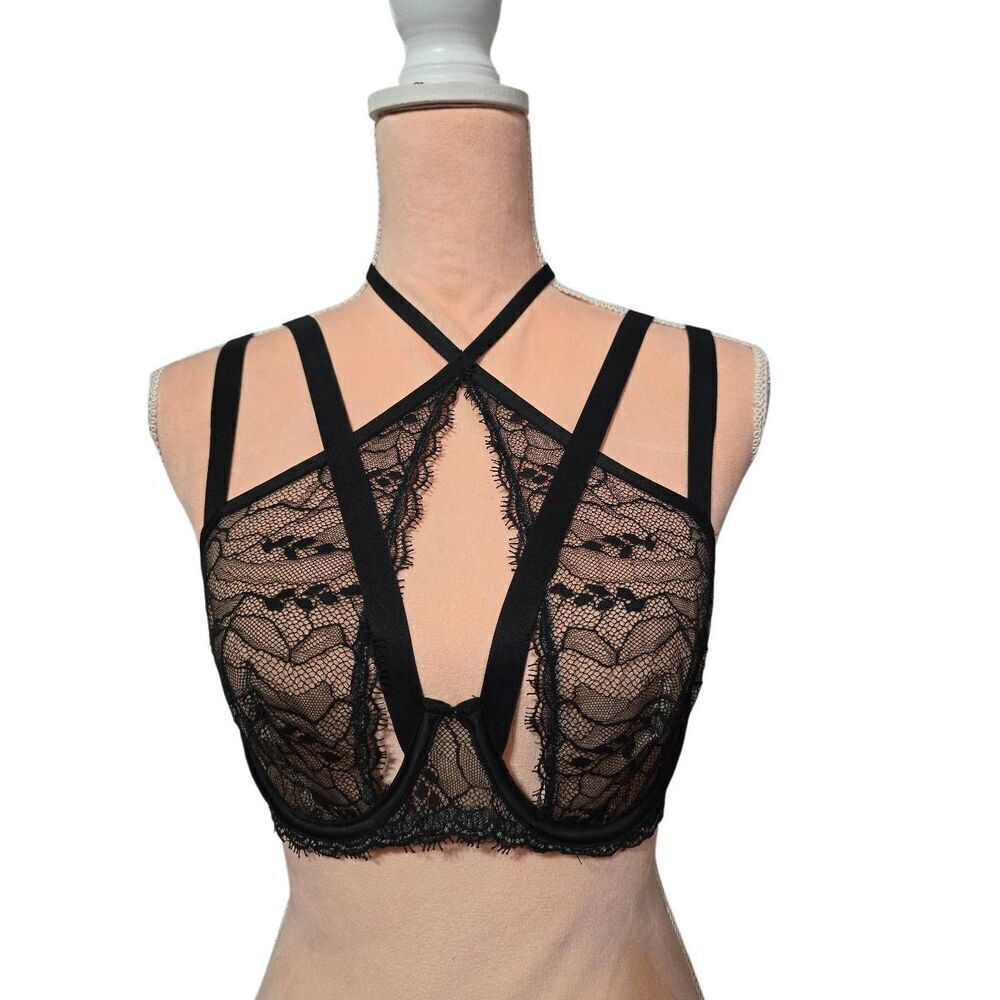 Victoria's Secret Very Sexy Lace and Mesh Halter Strappy Bra